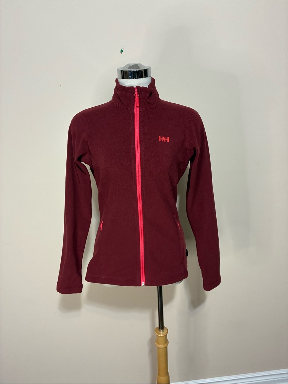 Helly Hansen Women's Burgundy Zip-Up Fleece Jacket with Pink Trim